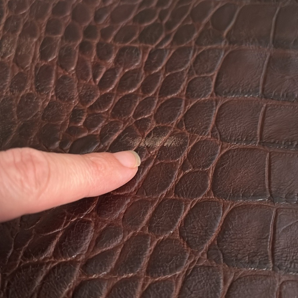 Massimo Dutti Cinch Closure‎ Leather Shoulder Bag Crocodile Texture Brown - Picture 16 of 16